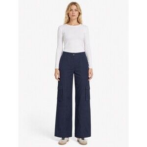 TWP Coop High Rise Cargo Pants Navy Blue womens size 4 virgin wool blend